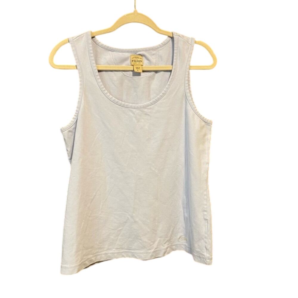 Filson Women's Light Blue Tank Top large cotton spandex blend layers heritage